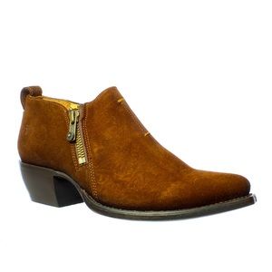 FRYE Sacha Moto Shootie Western Boot - Cognac Suede